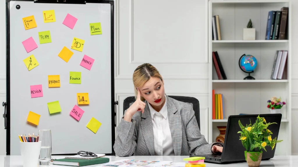 A girl stressed for work