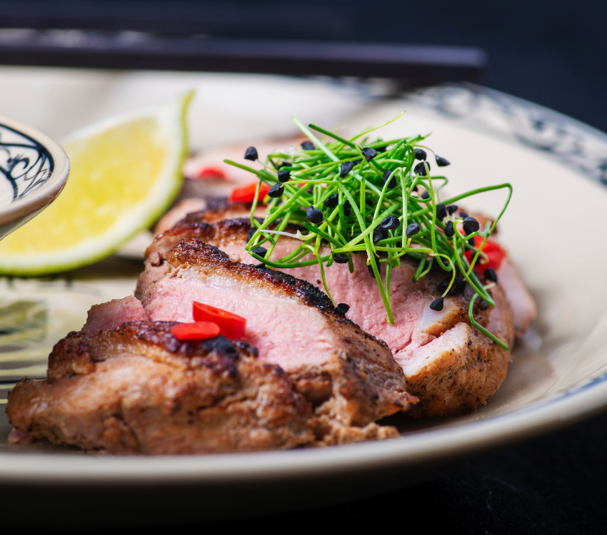 A dish with microgreens