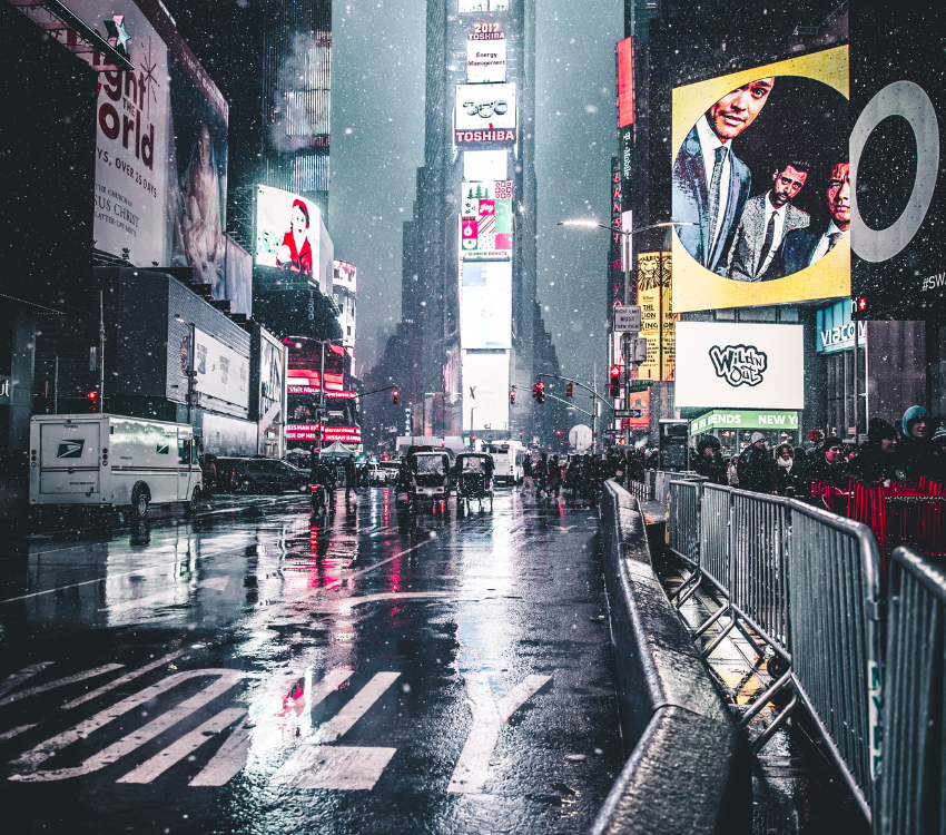 Snow at NYC Times Sqaure