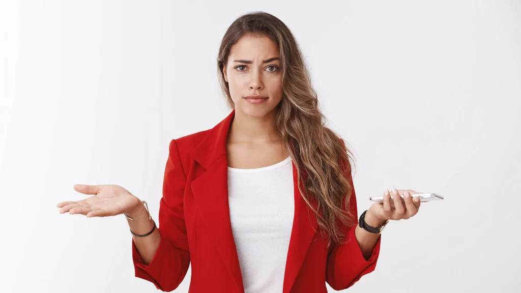 Confused girl in red formals