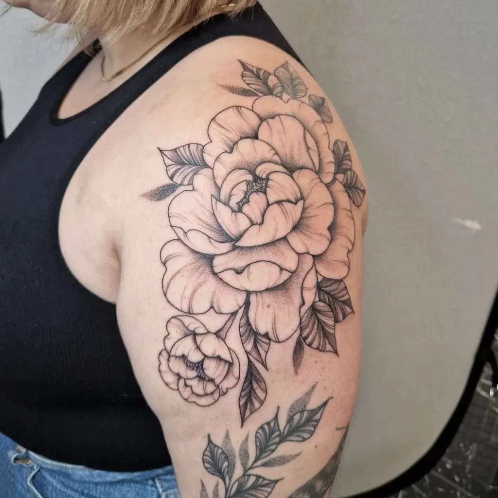 Big rose shoulder tattoo design