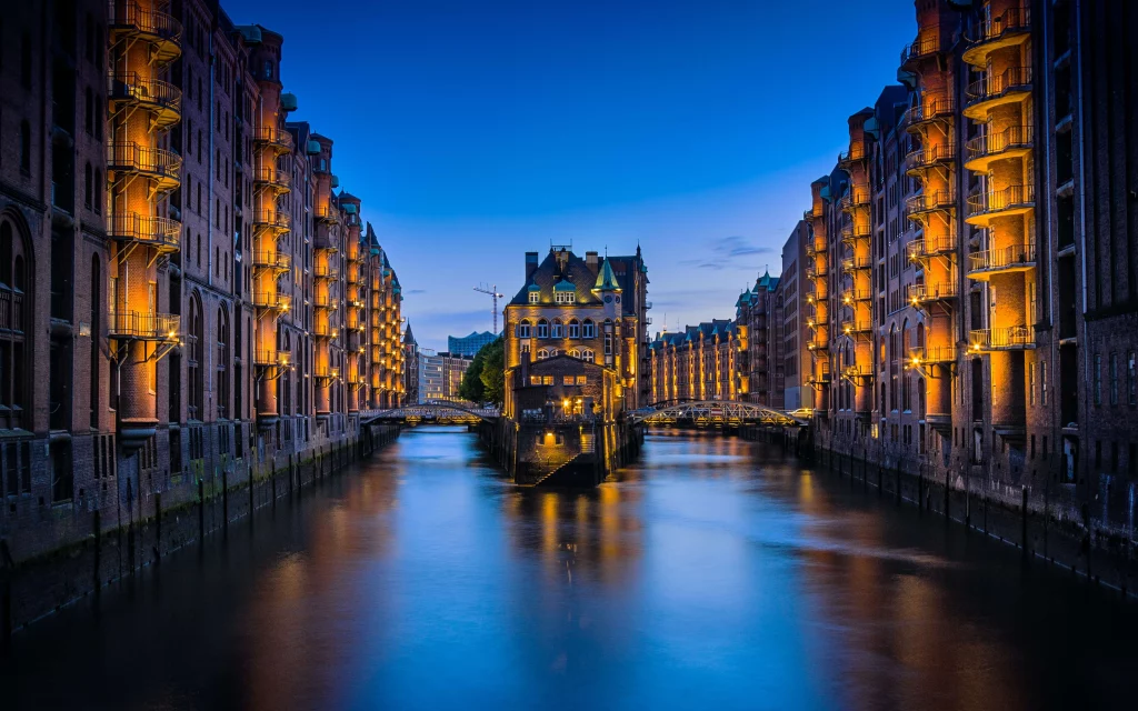 canal between buildings