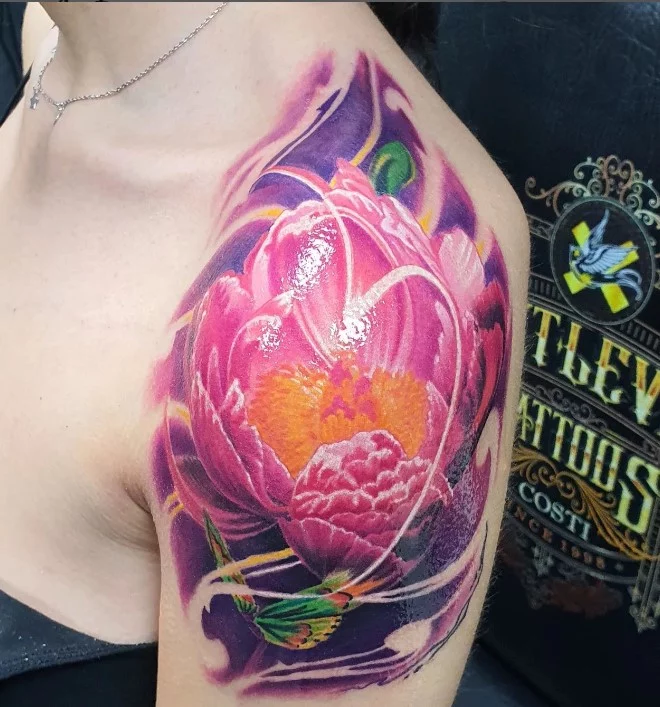 colored flower tattoo