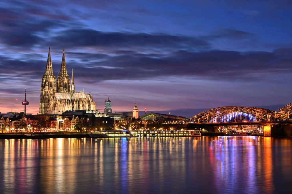 lighted city buildings