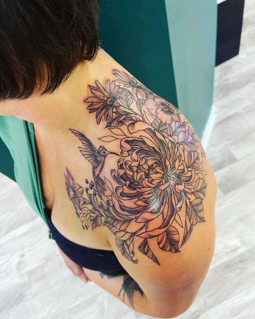 shoulder tattoo with bird