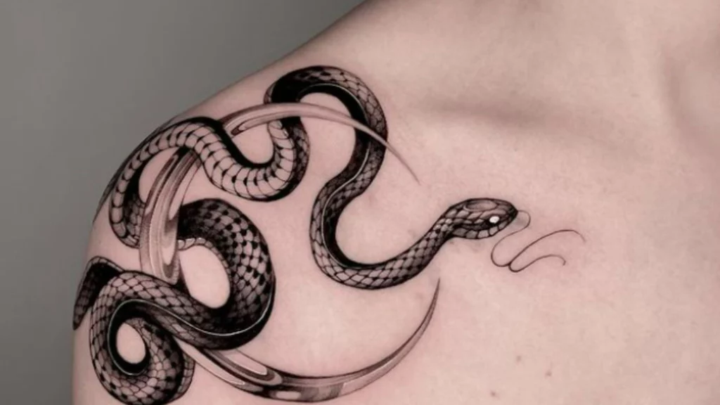 Snake tattoo on shoulder