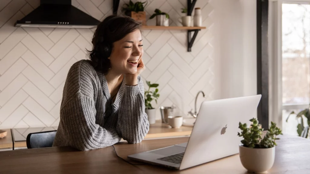 A girl talking on a video call