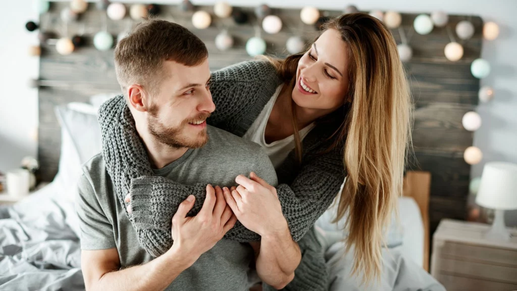 A girl and a boy having a good time together