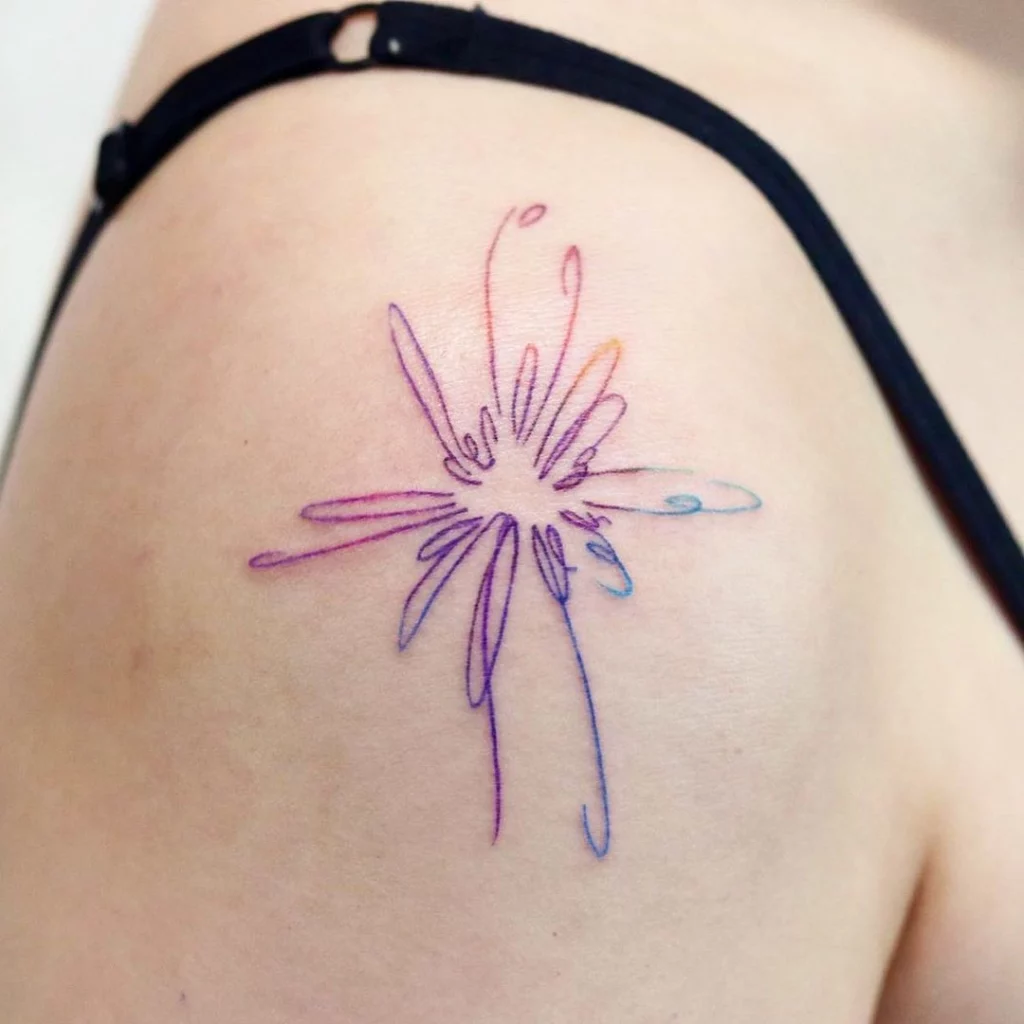 Colored line tattoo