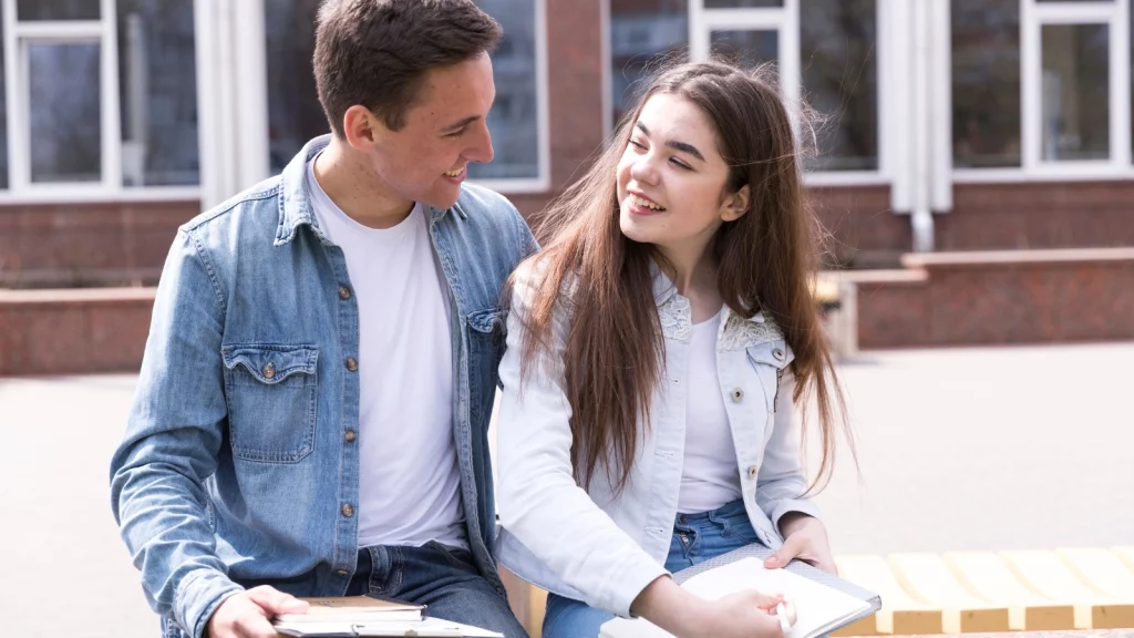 Girl studying with boyfriend