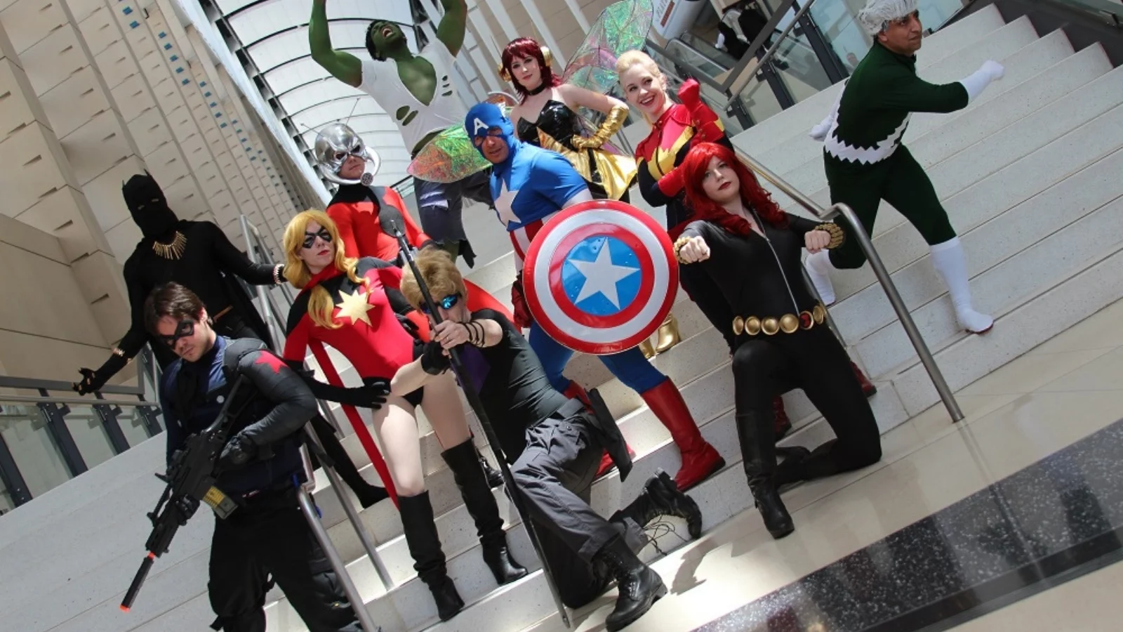 People dressed as Avengers. 