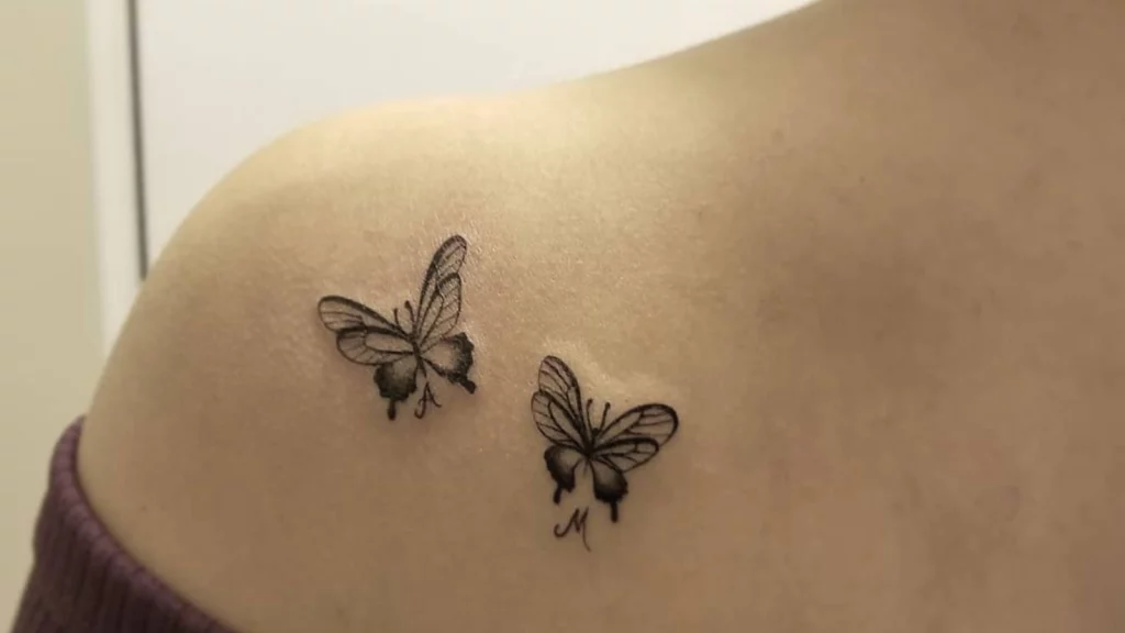 butterfly tattoo on back shoulder