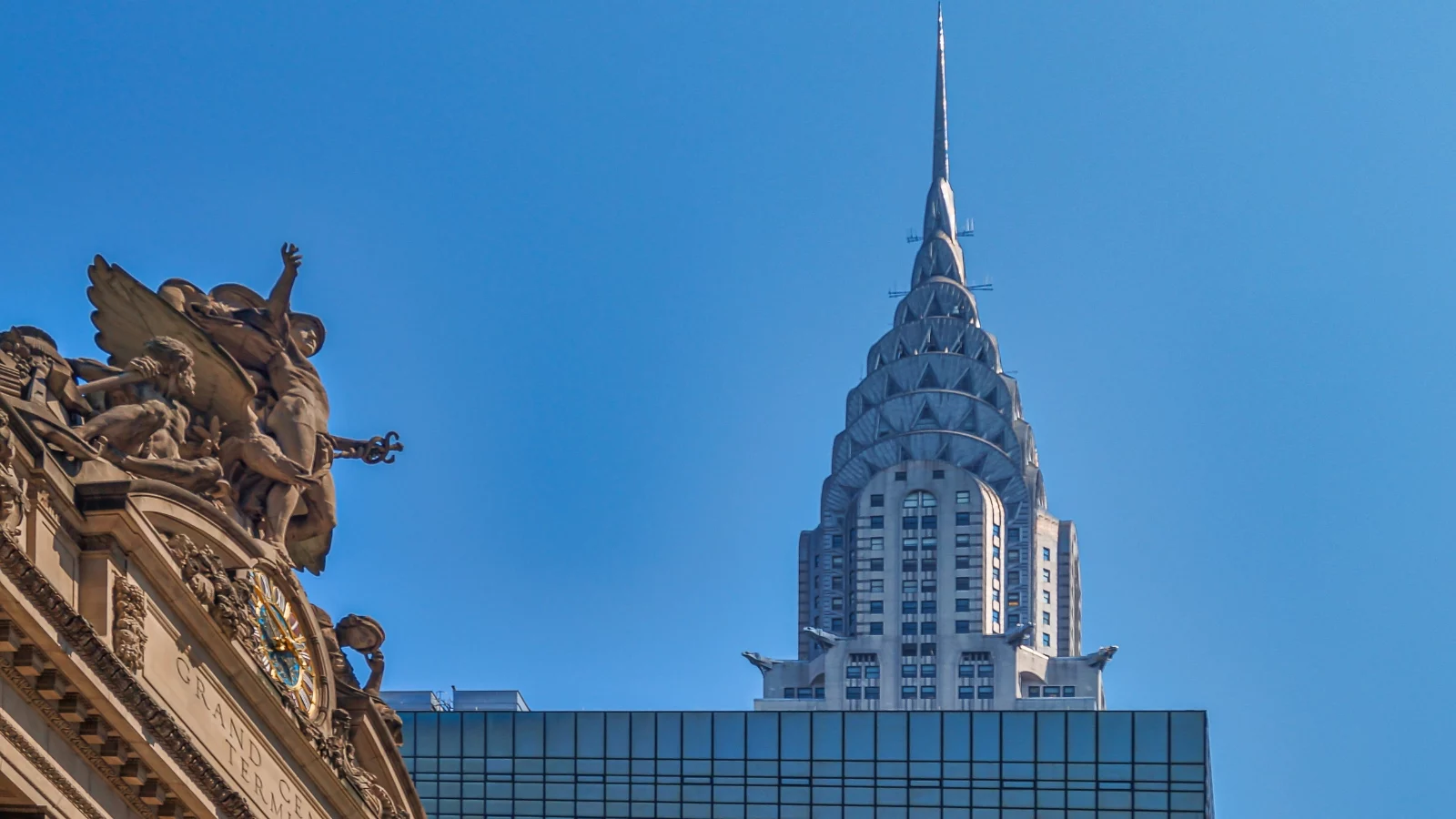 Image of the Chrysler building touching skies. 