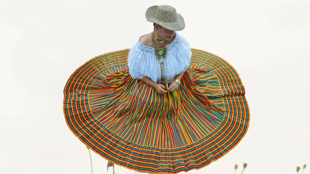 A girl posing in her circle skirt