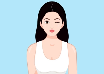 Women blinking her left eye