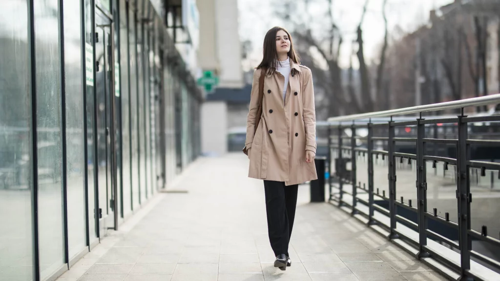 girl with brown overcoat