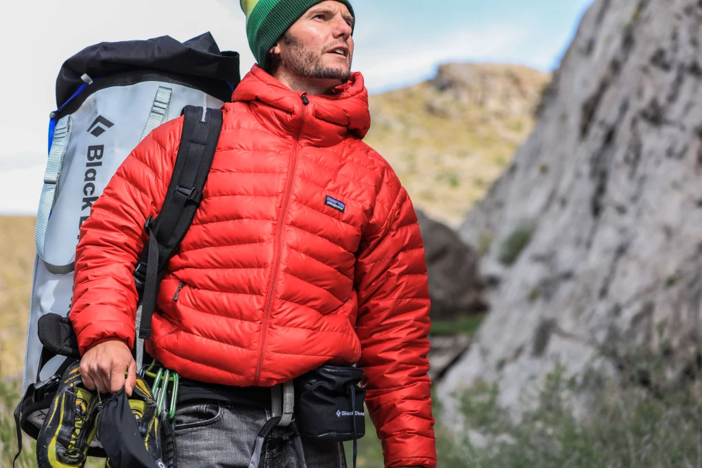 a man carrying bagpack