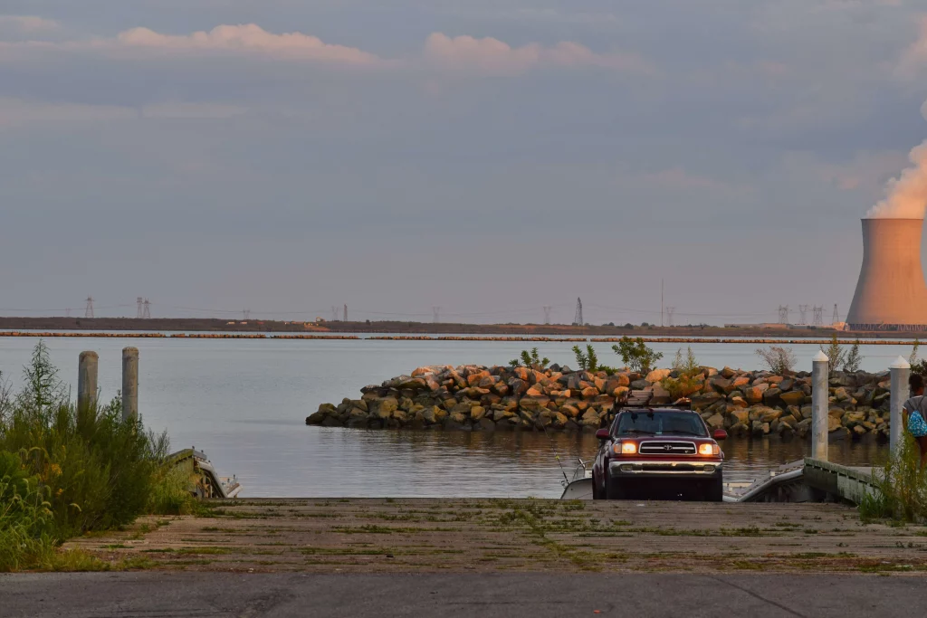 a car park at the beach