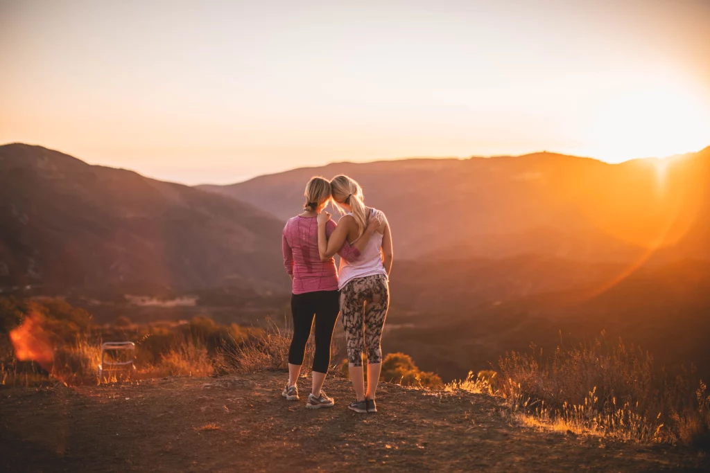 two woman on mountain