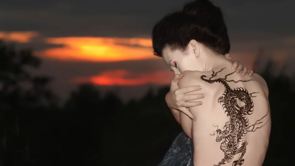 dragon tattoo on girl's back
