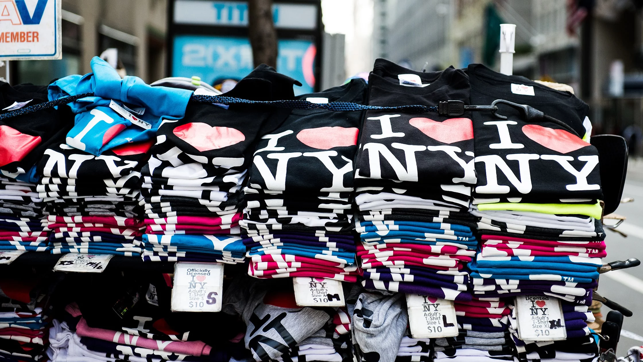 T-Shirts with I Love New York printed on them. 
