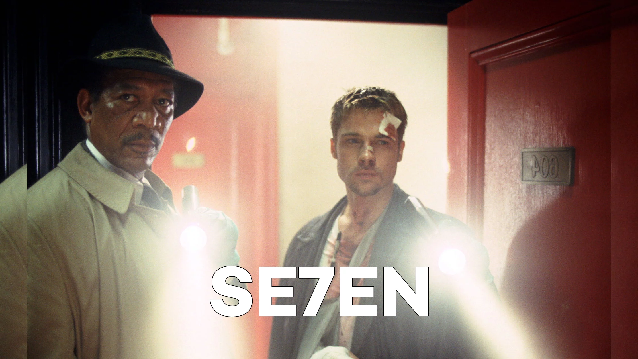 A scene from Se7en with Bradd Pitt and Morgan Freeman. 