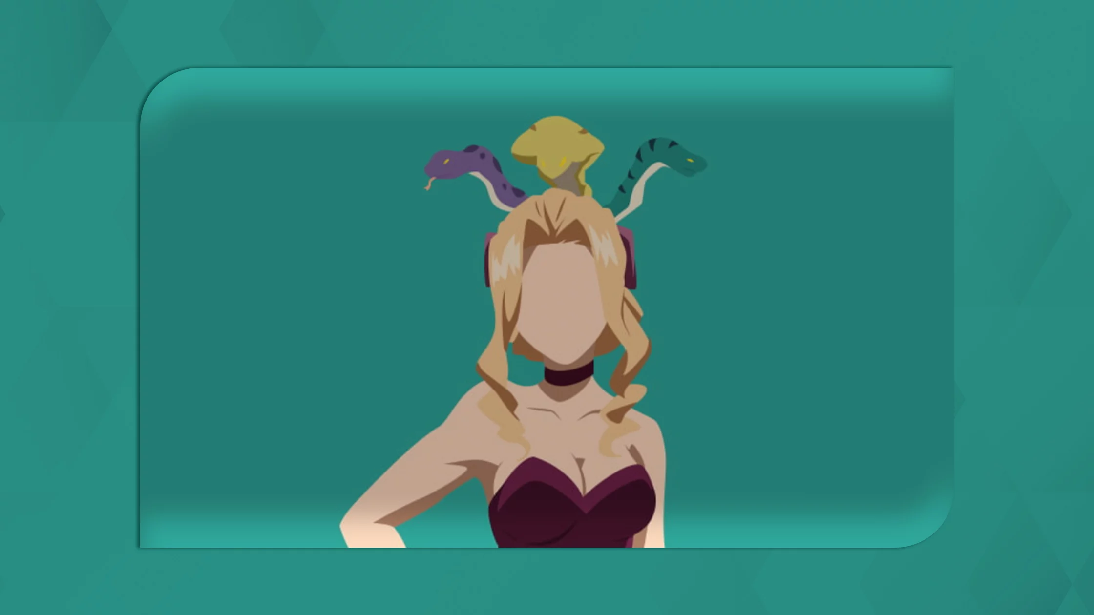 A faceless image of Uwabami with 3 snakes on her head. 