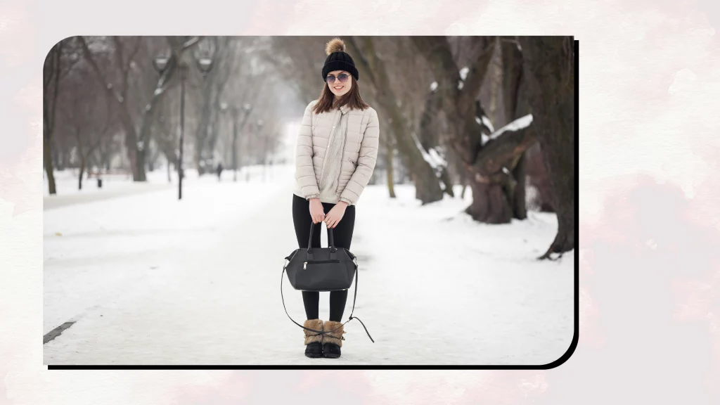 A girl wearing Winter Boots and Tights