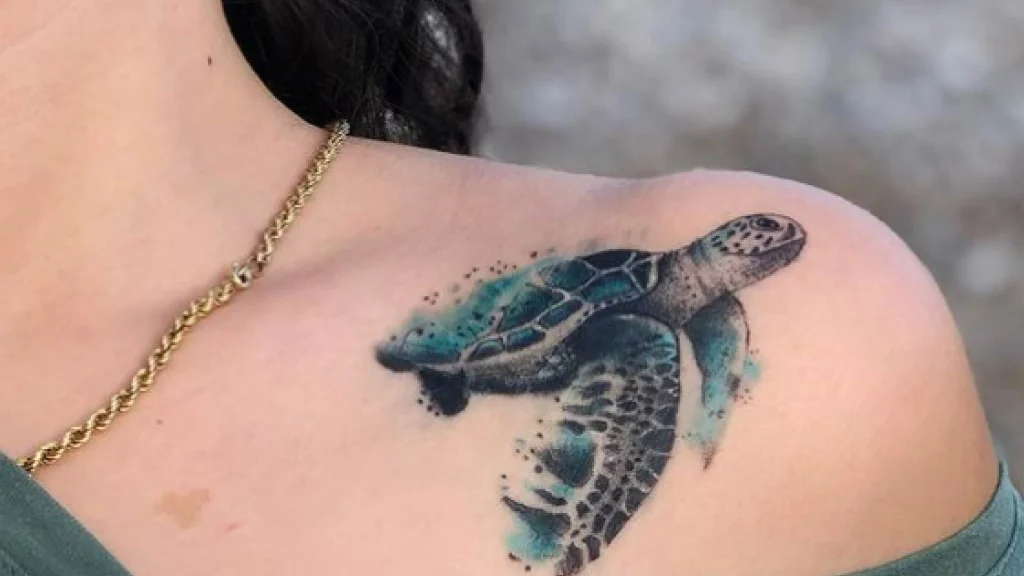 turtle tattoo on shoulder