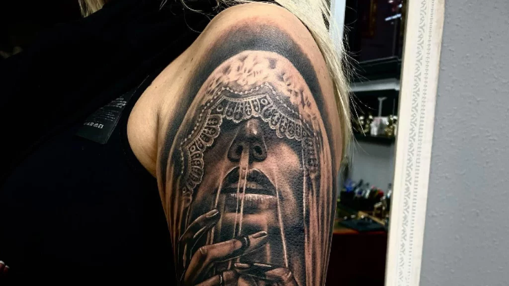 Gothic Shoulder Tattoo for women