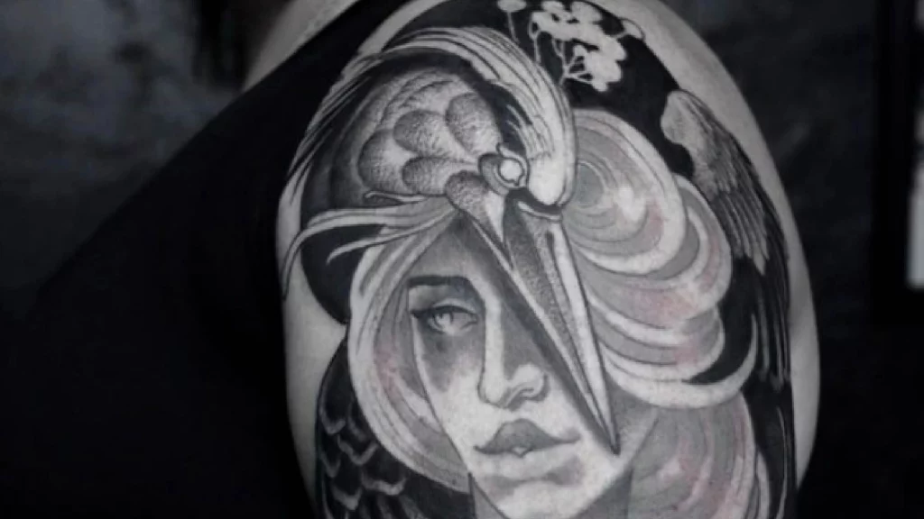 gothic shoulder tattoo for women