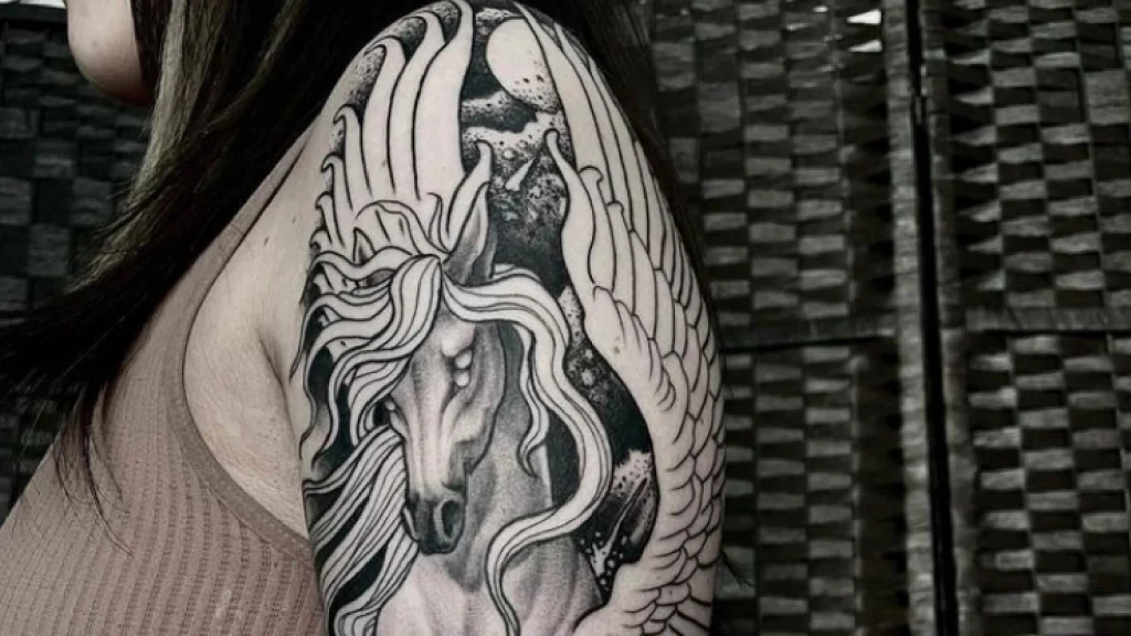 gothic shoulder tattoo