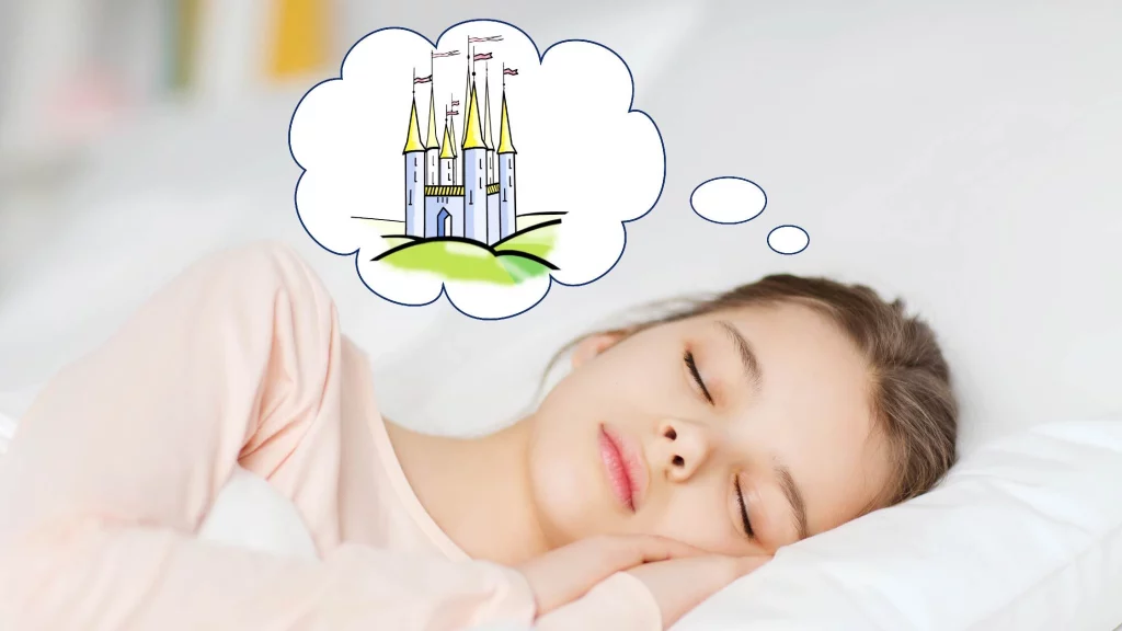 a girl dreaming about castle