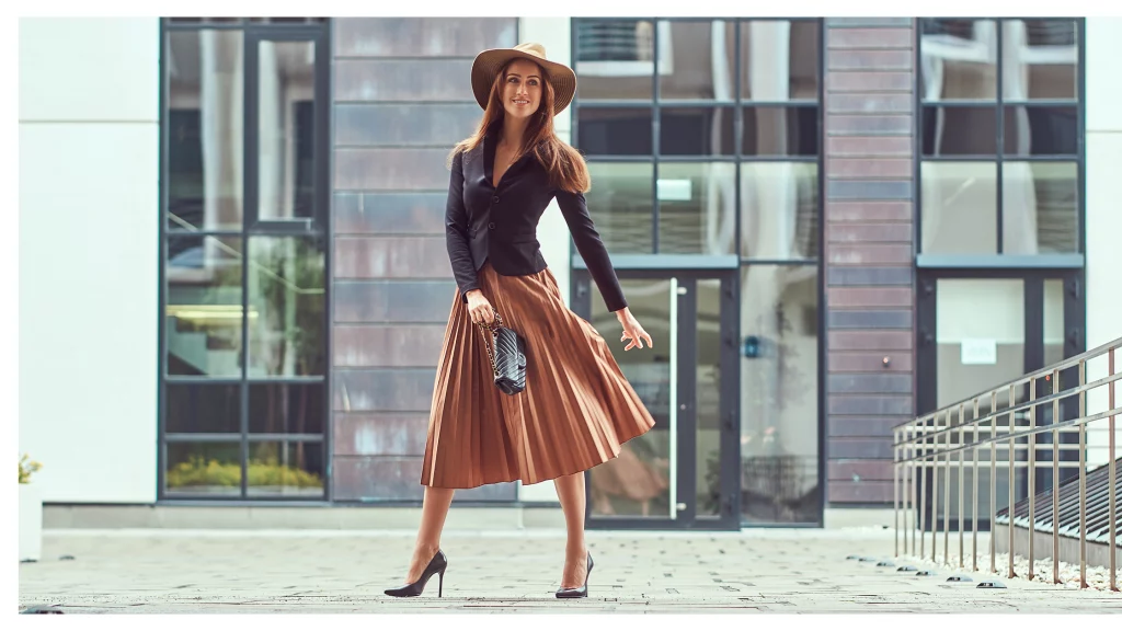 women posing in a skirt